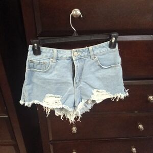 Hot Kiss Light Blue Distressed Jean Shorts